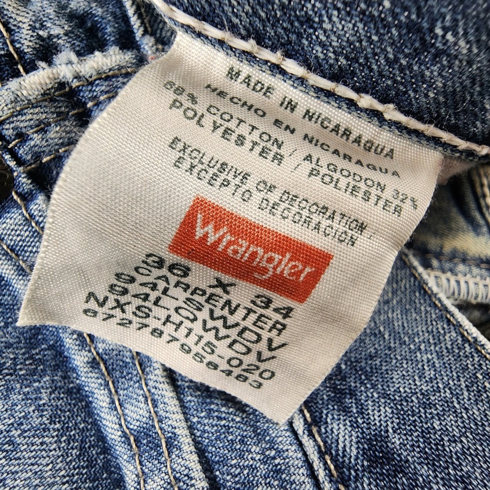 Wrangler Men's Vintage Carpenter Jeans 36x34 Distressed Baggy Y2K Denim - Picture 8 of 8